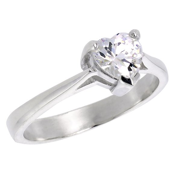 3/4CT Heart CZ Solitaire Engagement Ring